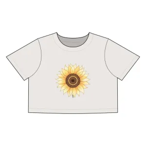 Gray Crop Top With Sunflower for Casual Chic Style