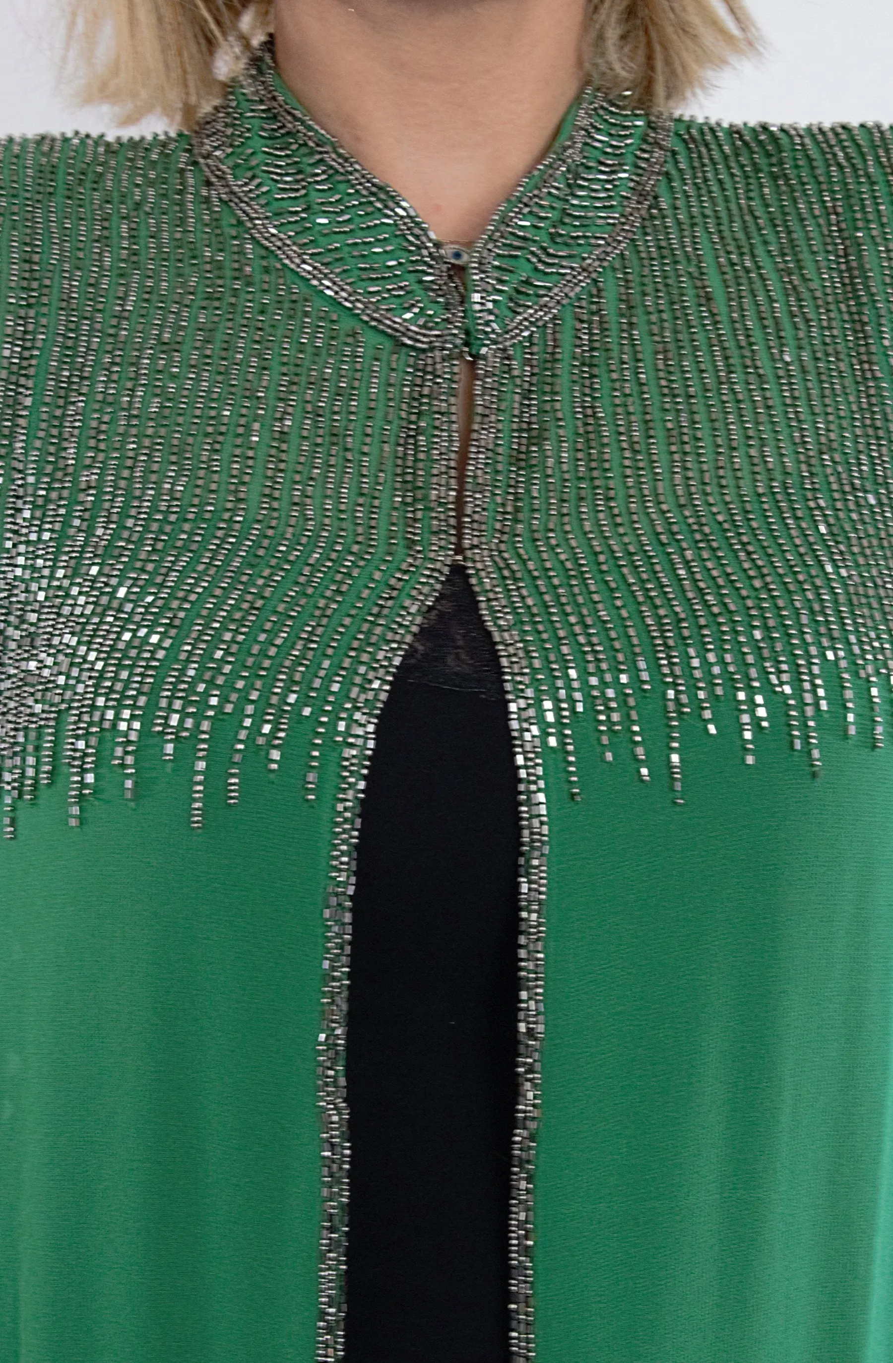 Green Color Coat with Cutdana Work