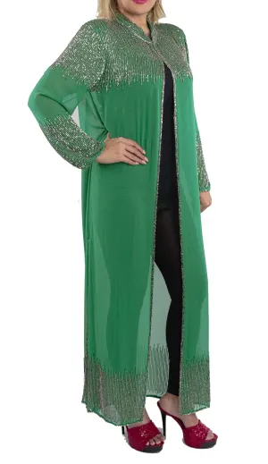 Green Color Coat with Cutdana Work