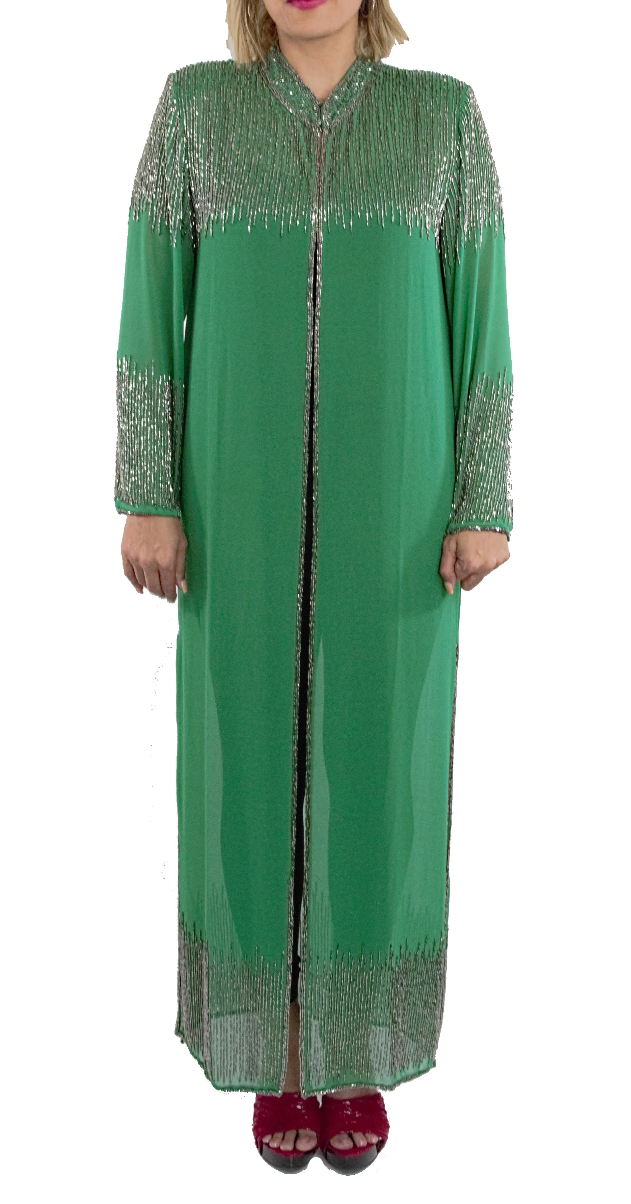 Green Color Coat with Cutdana Work