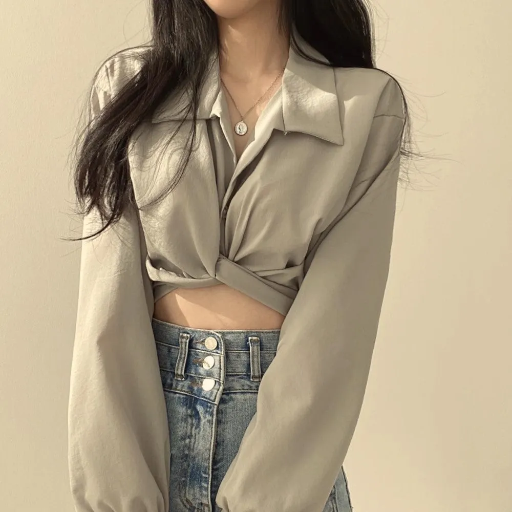 Grey Front Knotted Shirt