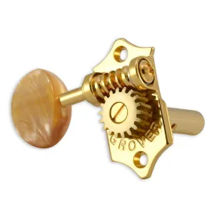 Grover Sta-Tite Machineheads ~ 3 3 ~ Horizontal ~ Gold ~ Acrylic Buttons