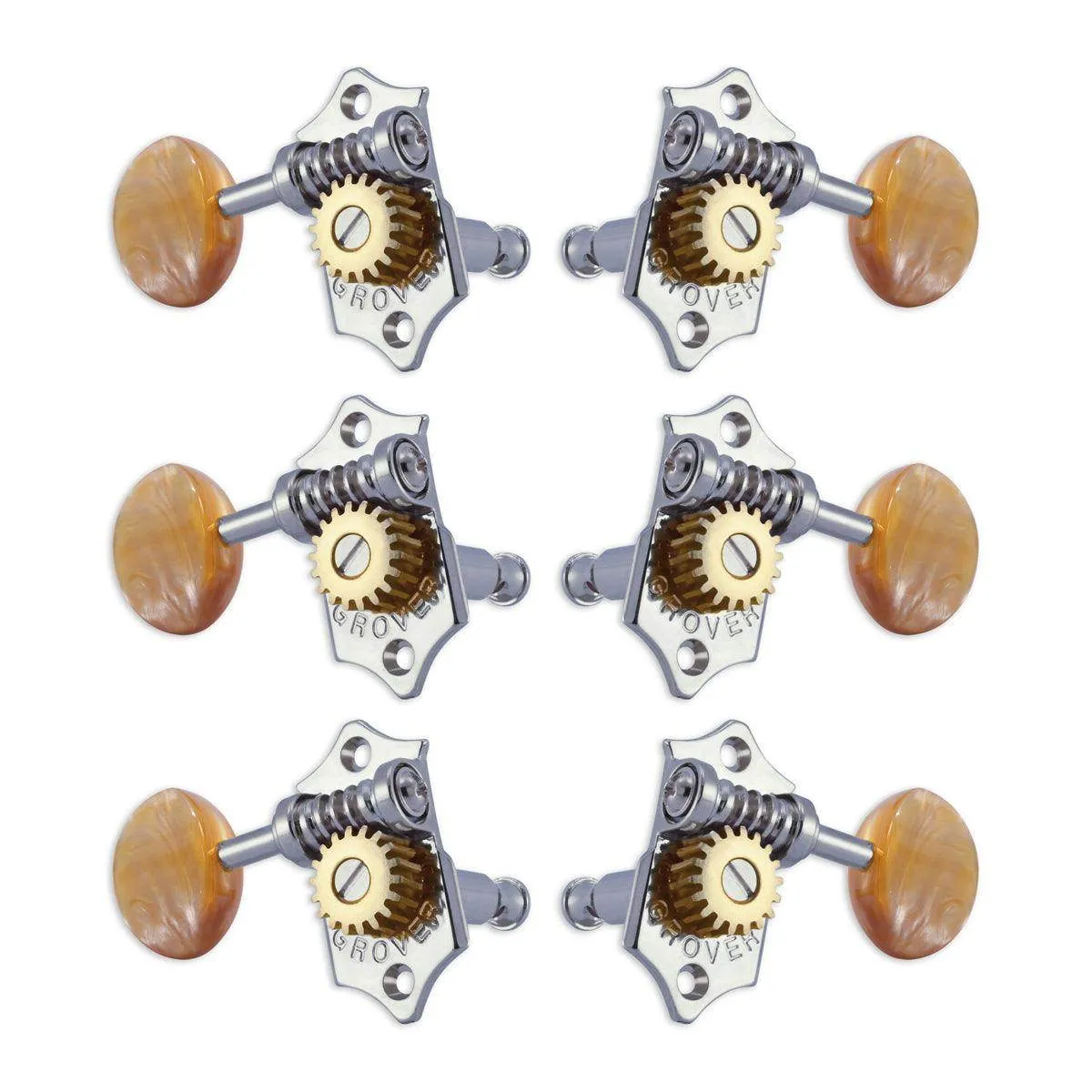 Grover Sta-Tite Machineheads ~ 3 3 ~ Vertical ~ Chrome ~ Acrylic Buttons