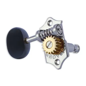 Grover STA-TITE Machineheads ~ 3 3 ~ Vertical ~ Chrome ~ Ebony Buttons