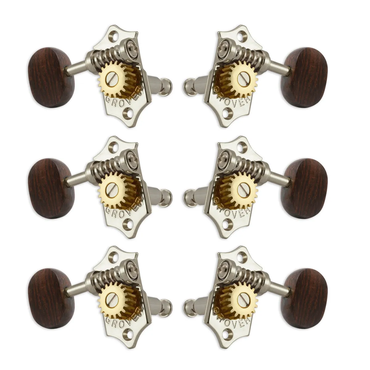 Grover STA-TITE Machineheads ~ 3 3 ~ Vertical ~ Nickel ~ Rosewood Buttons