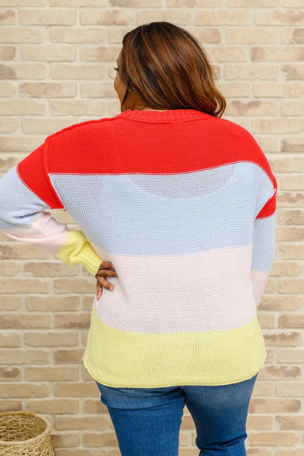 Hazel Blues® | Bright Striped Knit Sweater