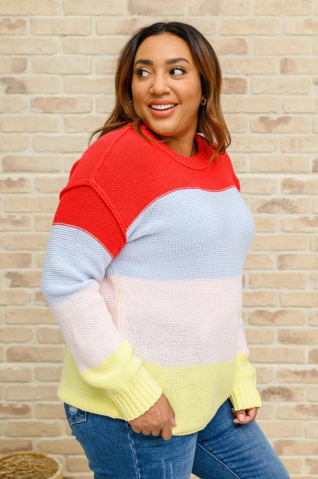 Hazel Blues® | Bright Striped Knit Sweater