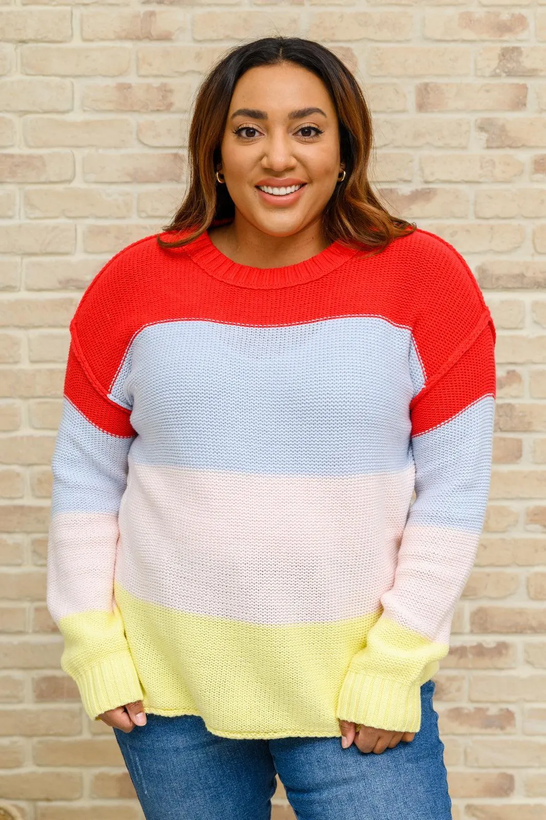 Hazel Blues® | Bright Striped Knit Sweater