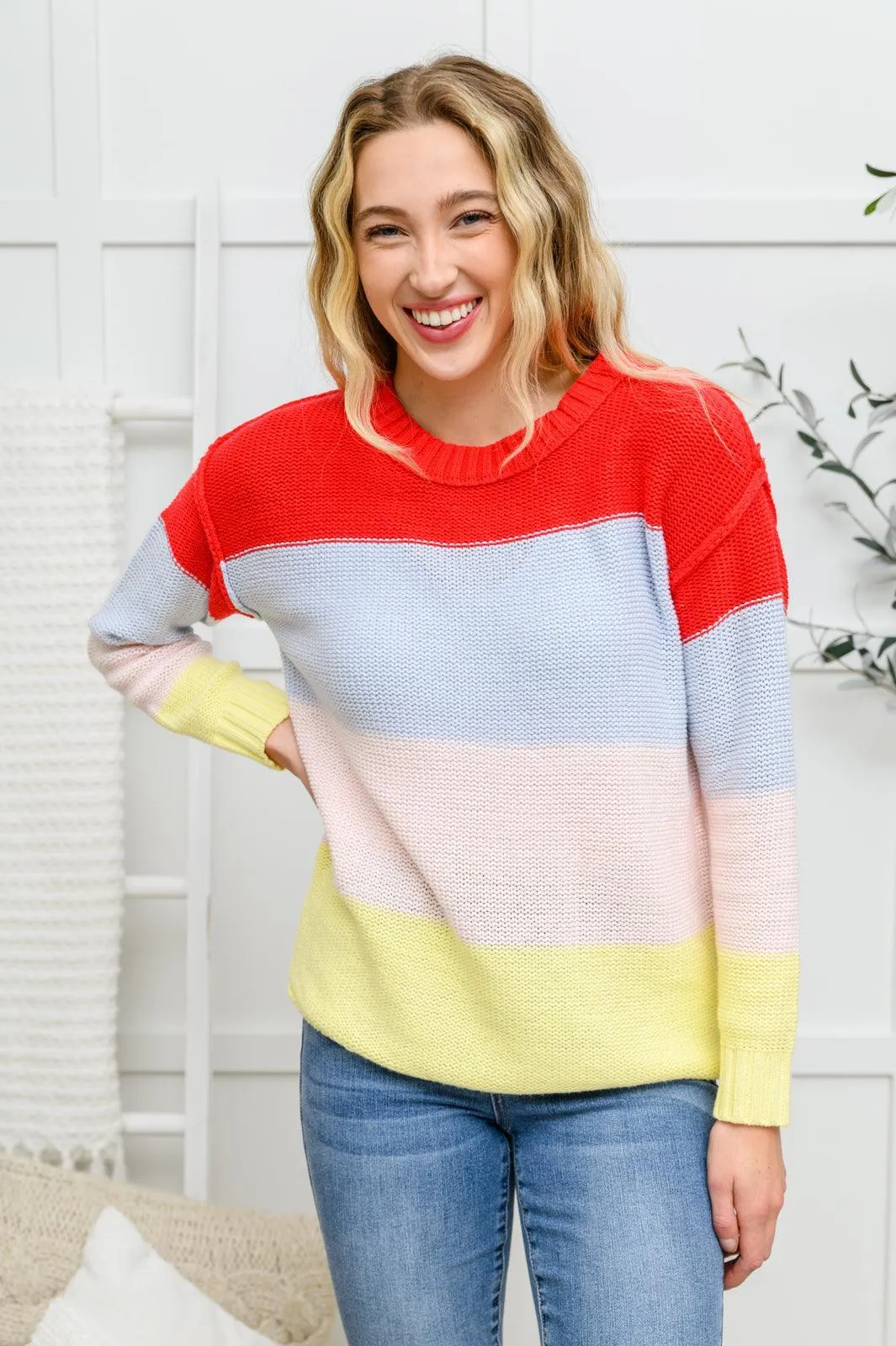 Hazel Blues® | Bright Striped Knit Sweater