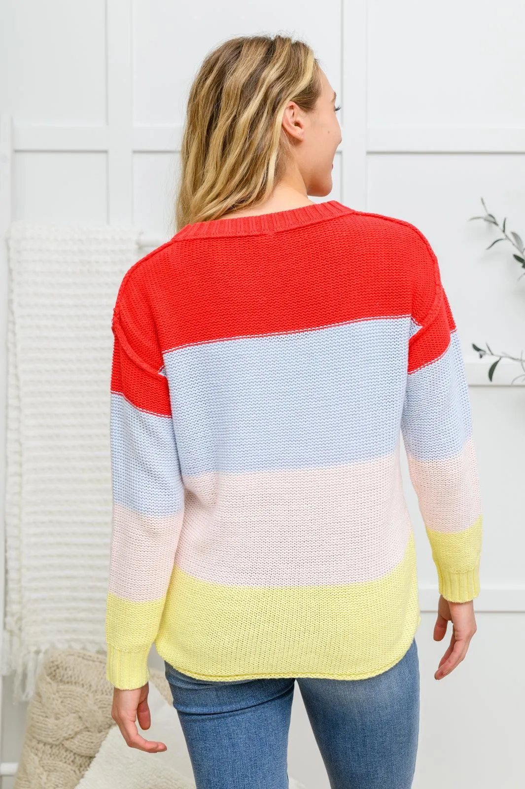 Hazel Blues® | Bright Striped Knit Sweater