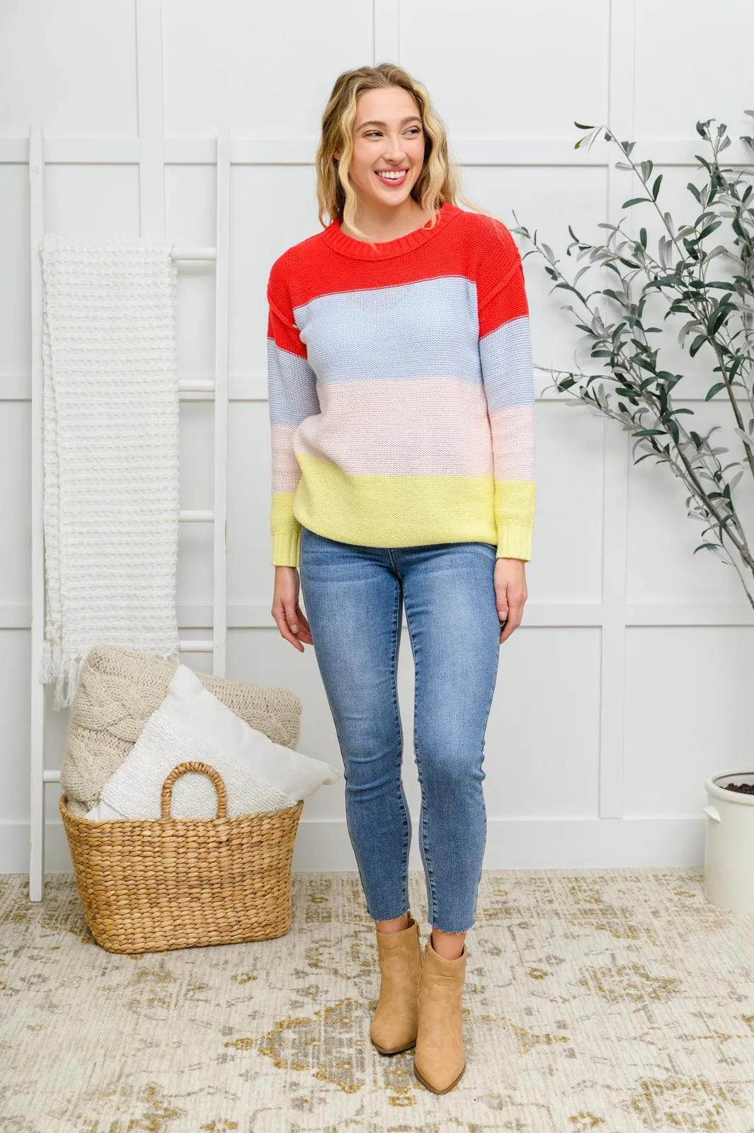 Hazel Blues® | Bright Striped Knit Sweater