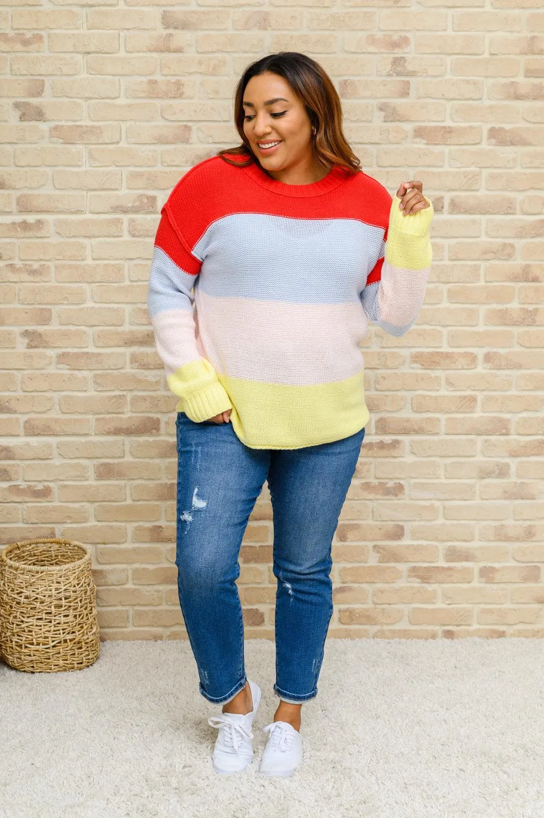 Hazel Blues® | Bright Striped Knit Sweater