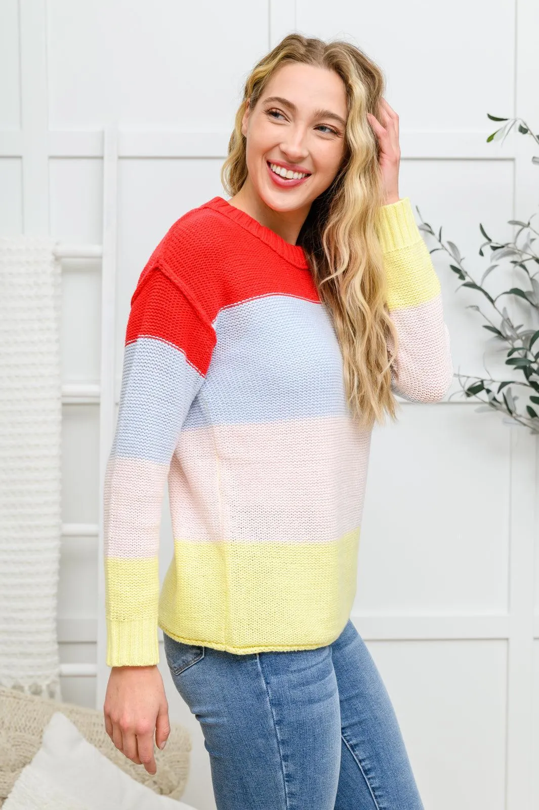Hazel Blues® | Bright Striped Knit Sweater