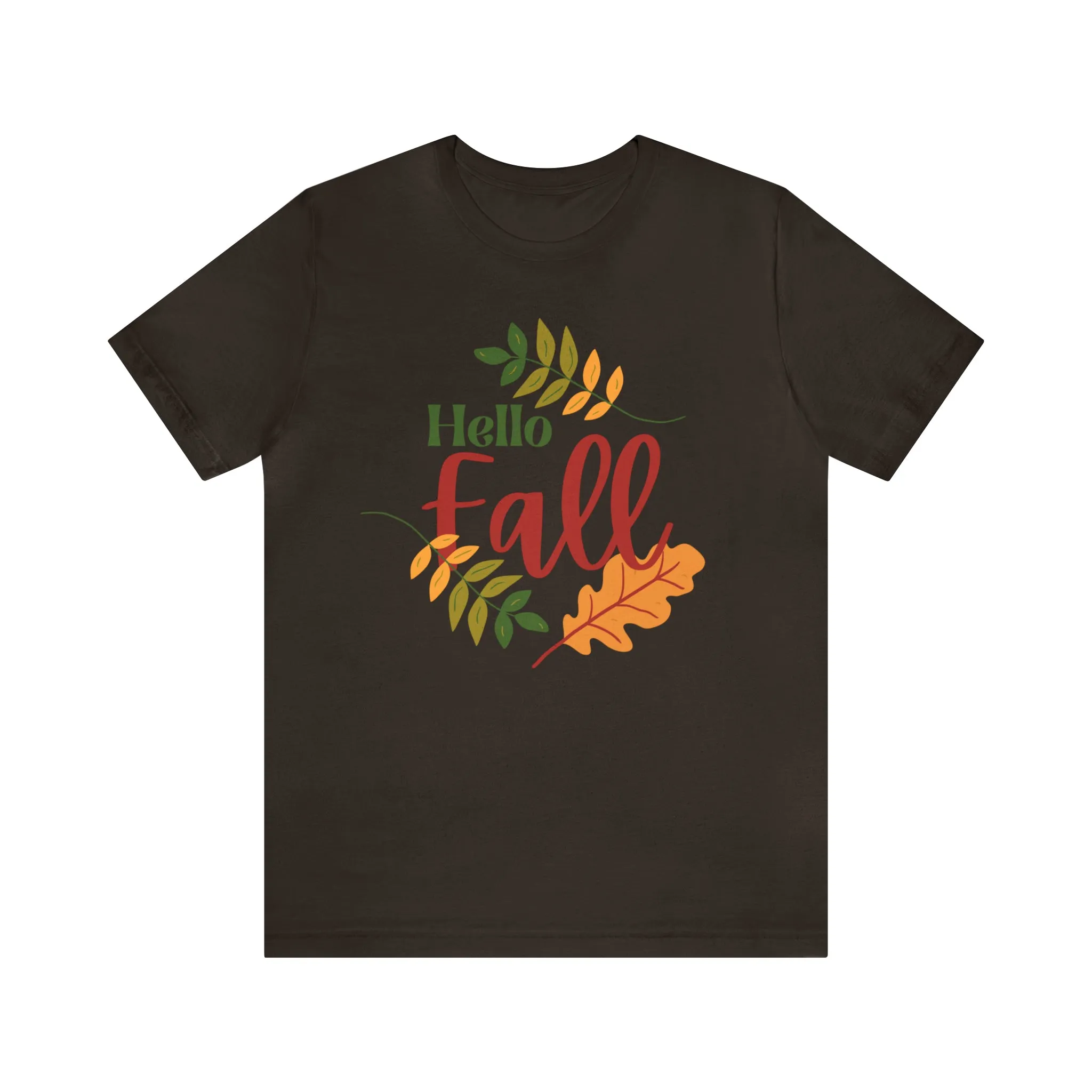 Hello Fall T-Shirt | Fall Leaves Tee |  Bella Canvas 3001 Unisex |  Thanksgiving Season Short Sleeve Tshirt