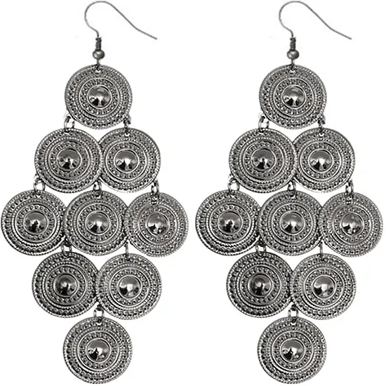 Hematite Layered Disc Dangle Earrings