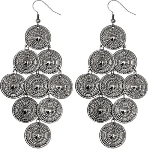 Hematite Layered Disc Dangle Earrings