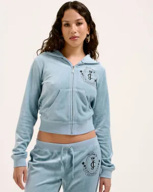 Heritage Palm Tree Crest Robyn Hoodie Dusk Blue
