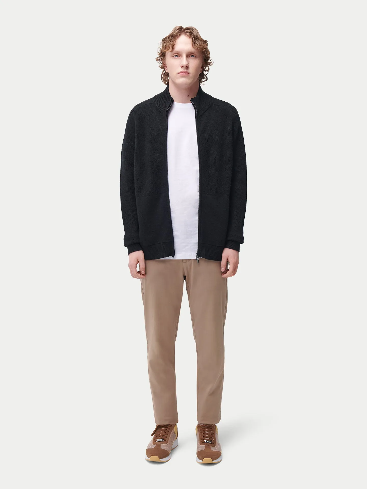 High Neck Full-Zip Cashmere Cardigan