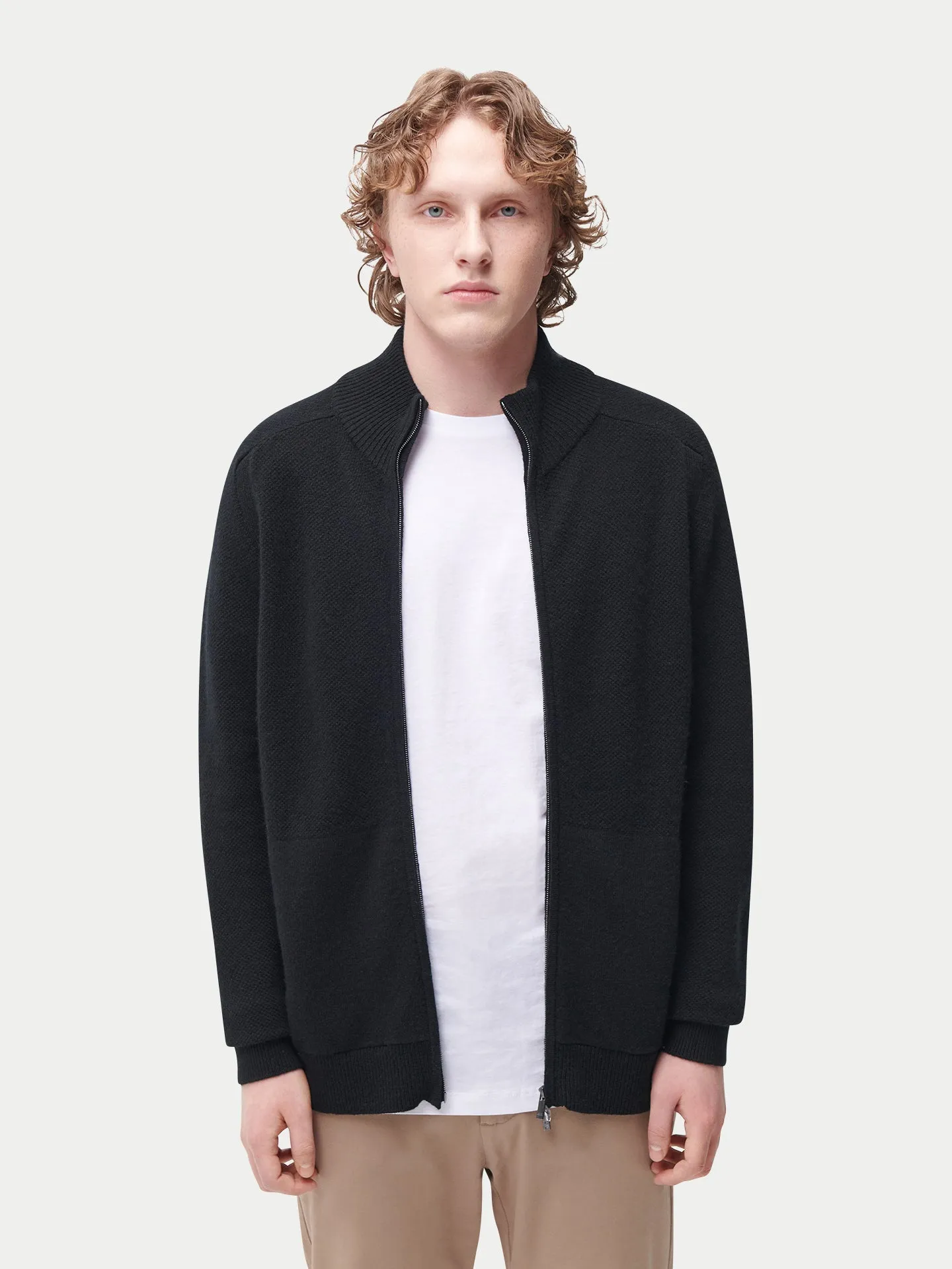 High Neck Full-Zip Cashmere Cardigan