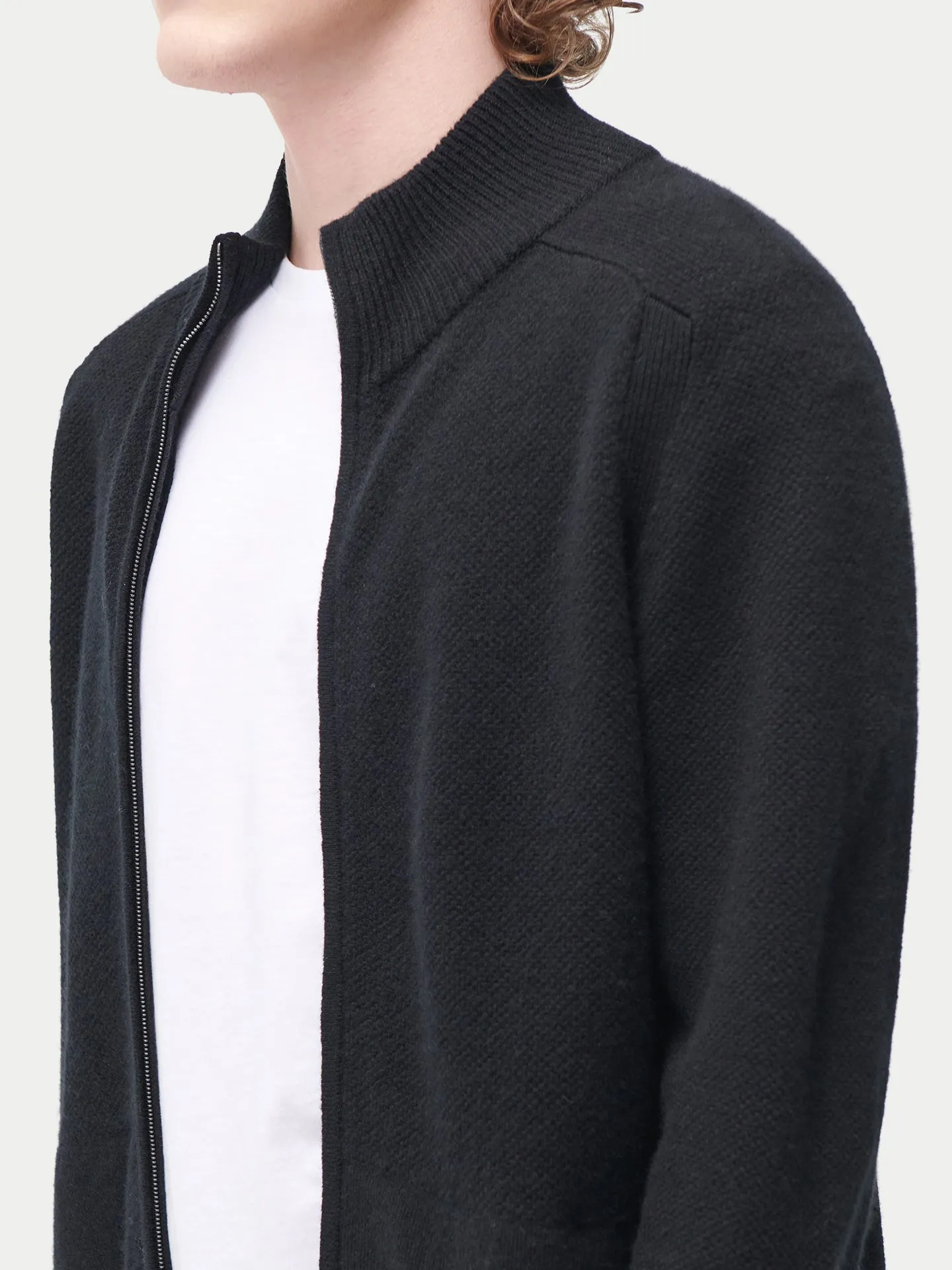 High Neck Full-Zip Cashmere Cardigan