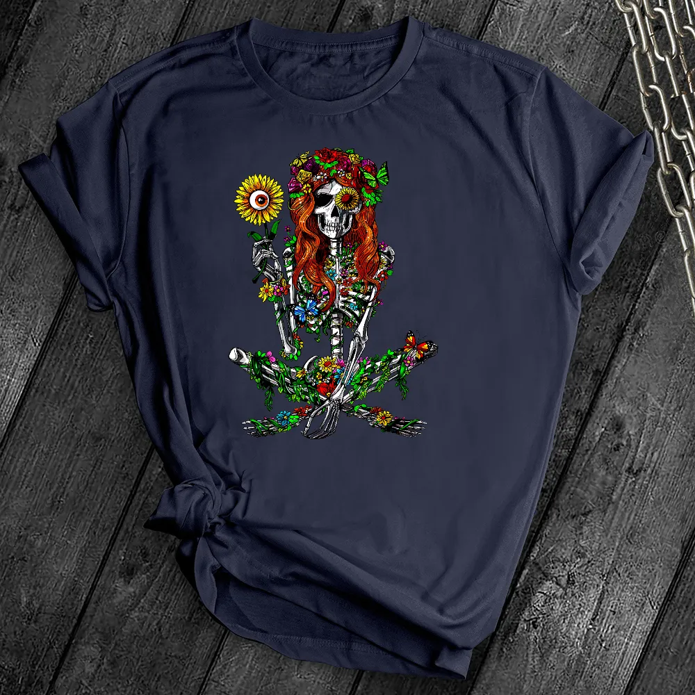Hippie Floral Skeleton Tee
