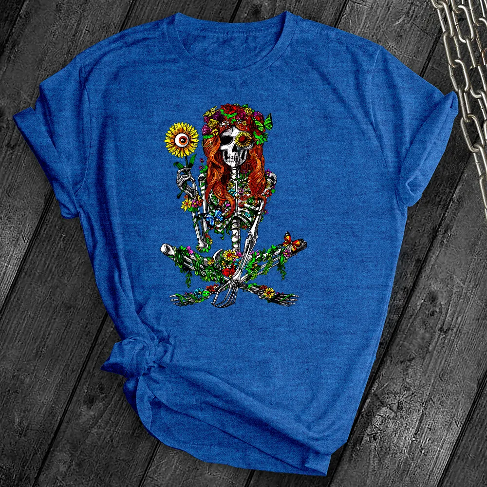 Hippie Floral Skeleton Tee