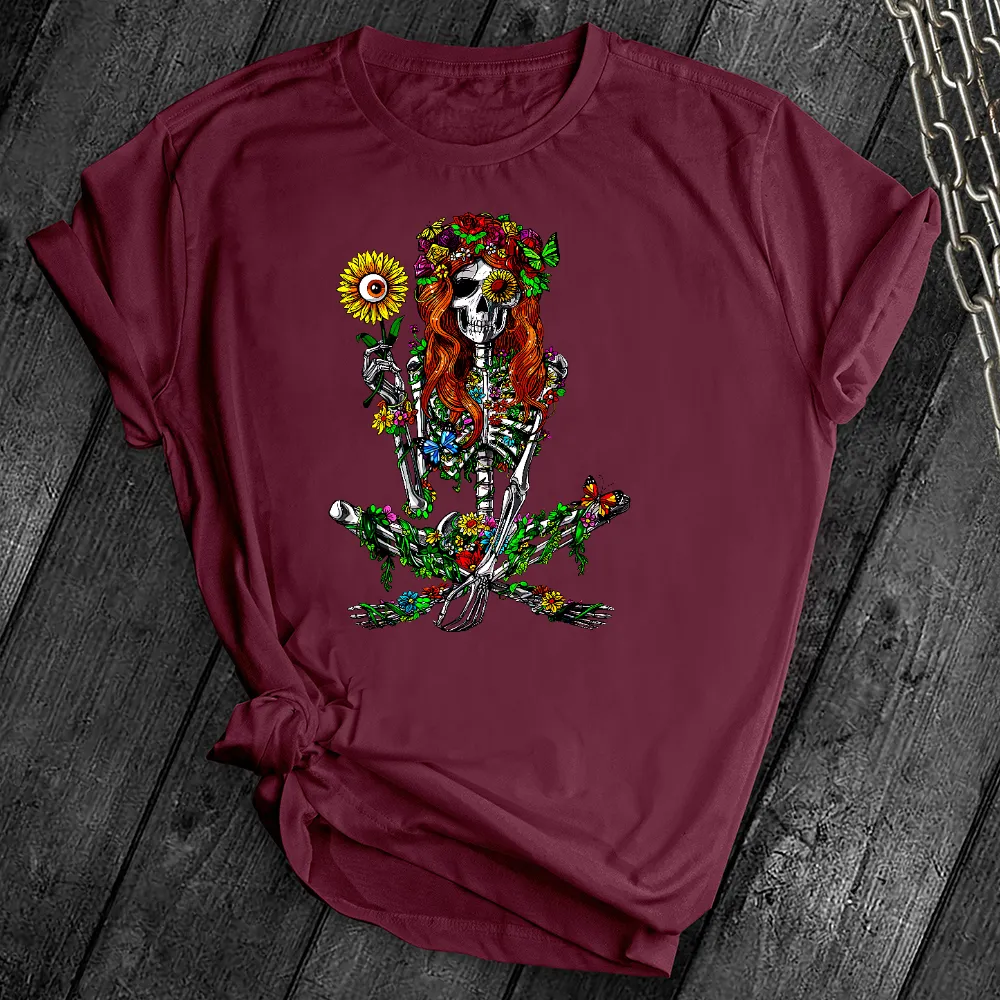 Hippie Floral Skeleton Tee