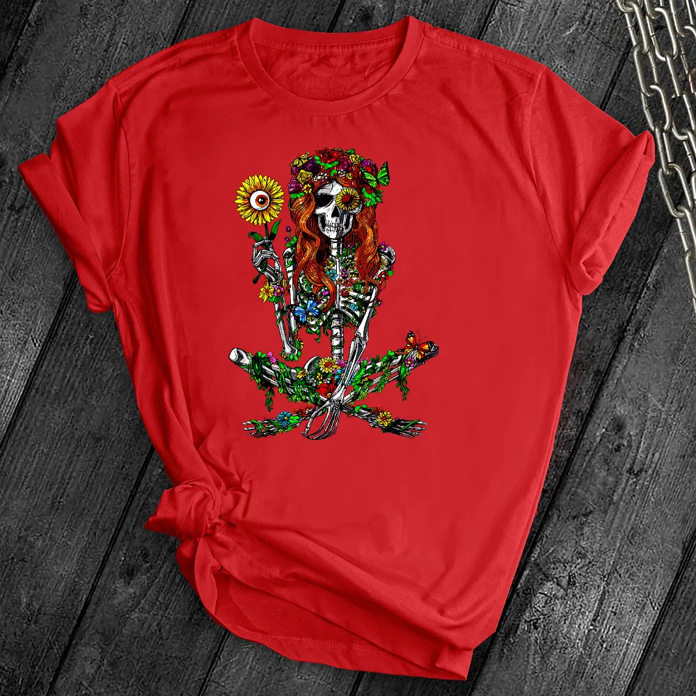 Hippie Floral Skeleton Tee