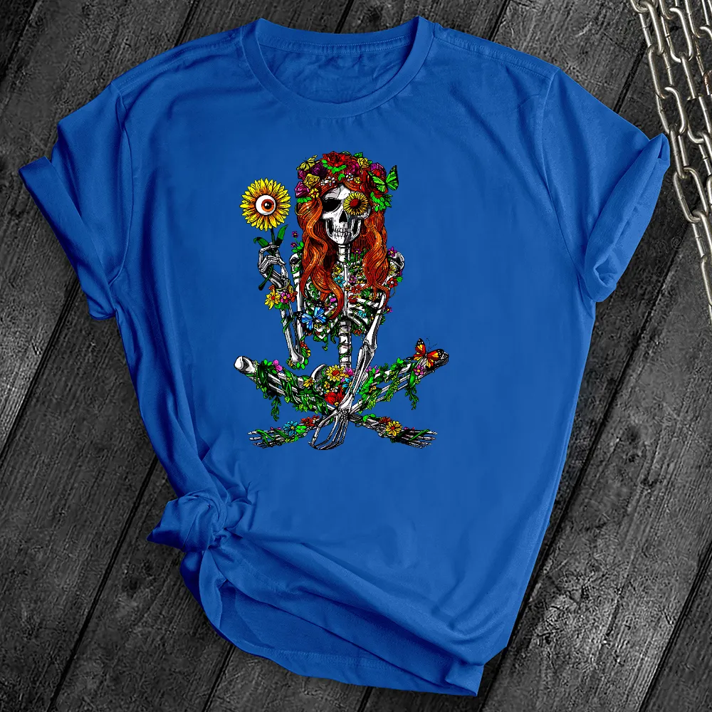 Hippie Floral Skeleton Tee