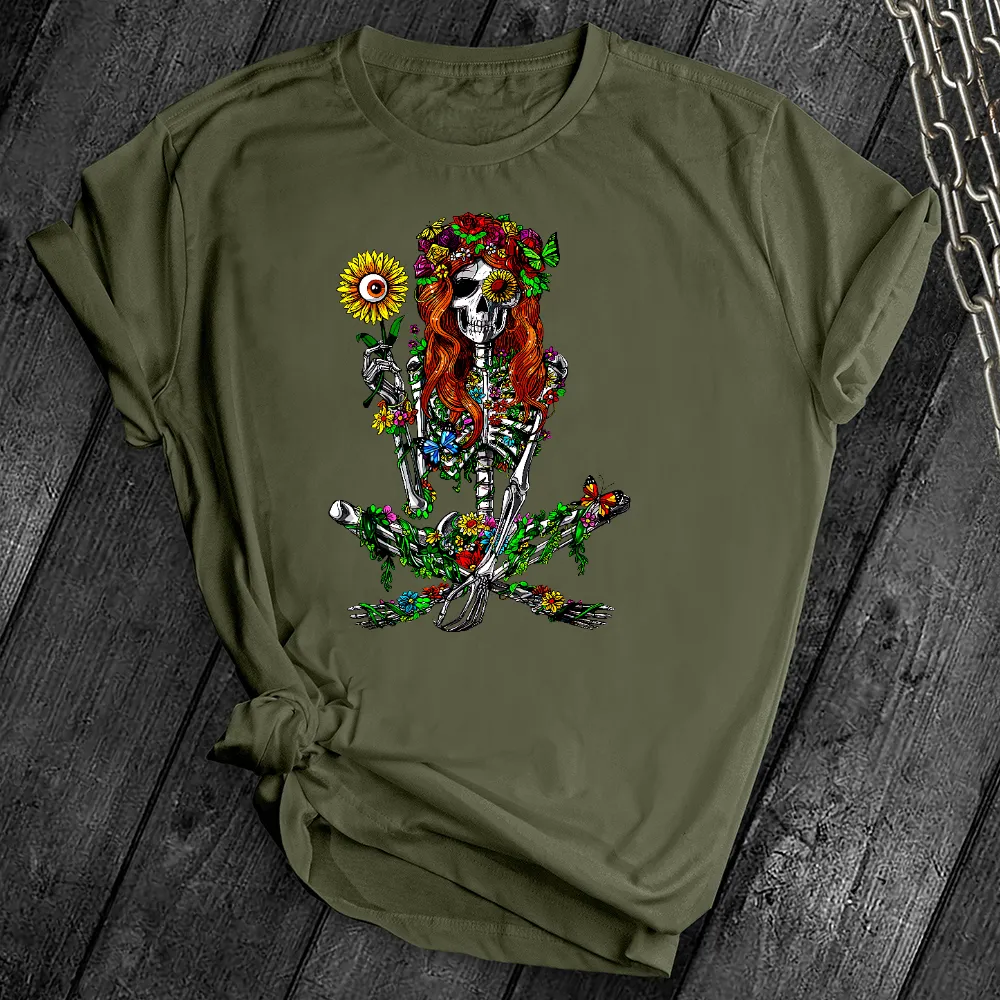 Hippie Floral Skeleton Tee