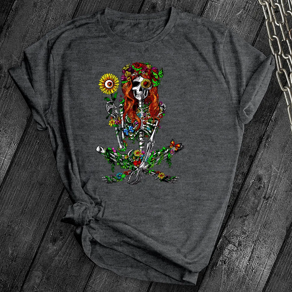 Hippie Floral Skeleton Tee