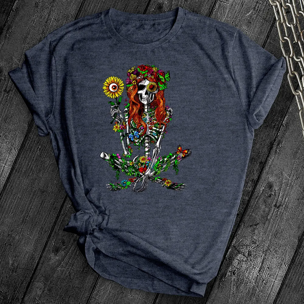 Hippie Floral Skeleton Tee