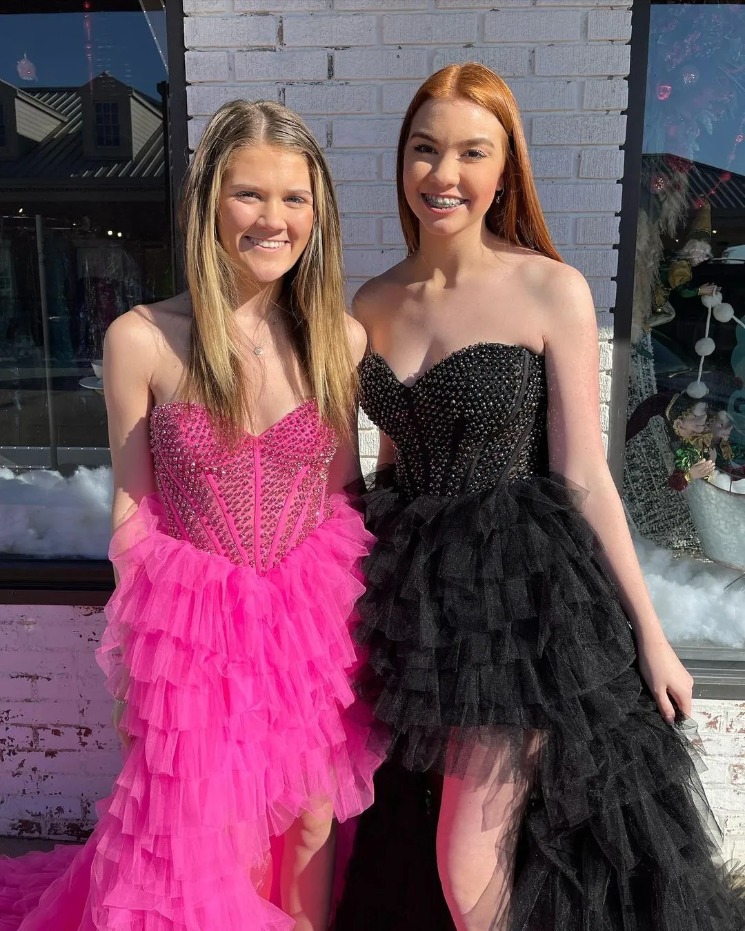 Hot Pink Beaded Sweetheart High Low Layers Formal Gown