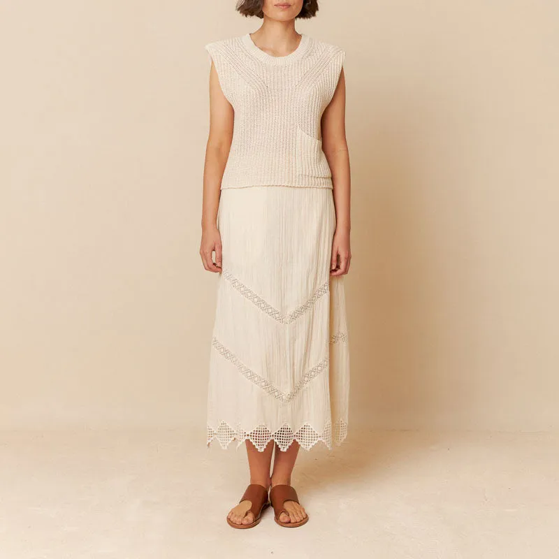 INDI & COLD English Rib Knit Vest in Ecru