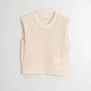 INDI & COLD English Rib Knit Vest in Ecru