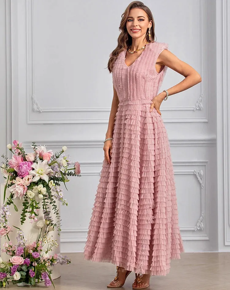 Indie Cascading Ruffle Sleeveless Dress