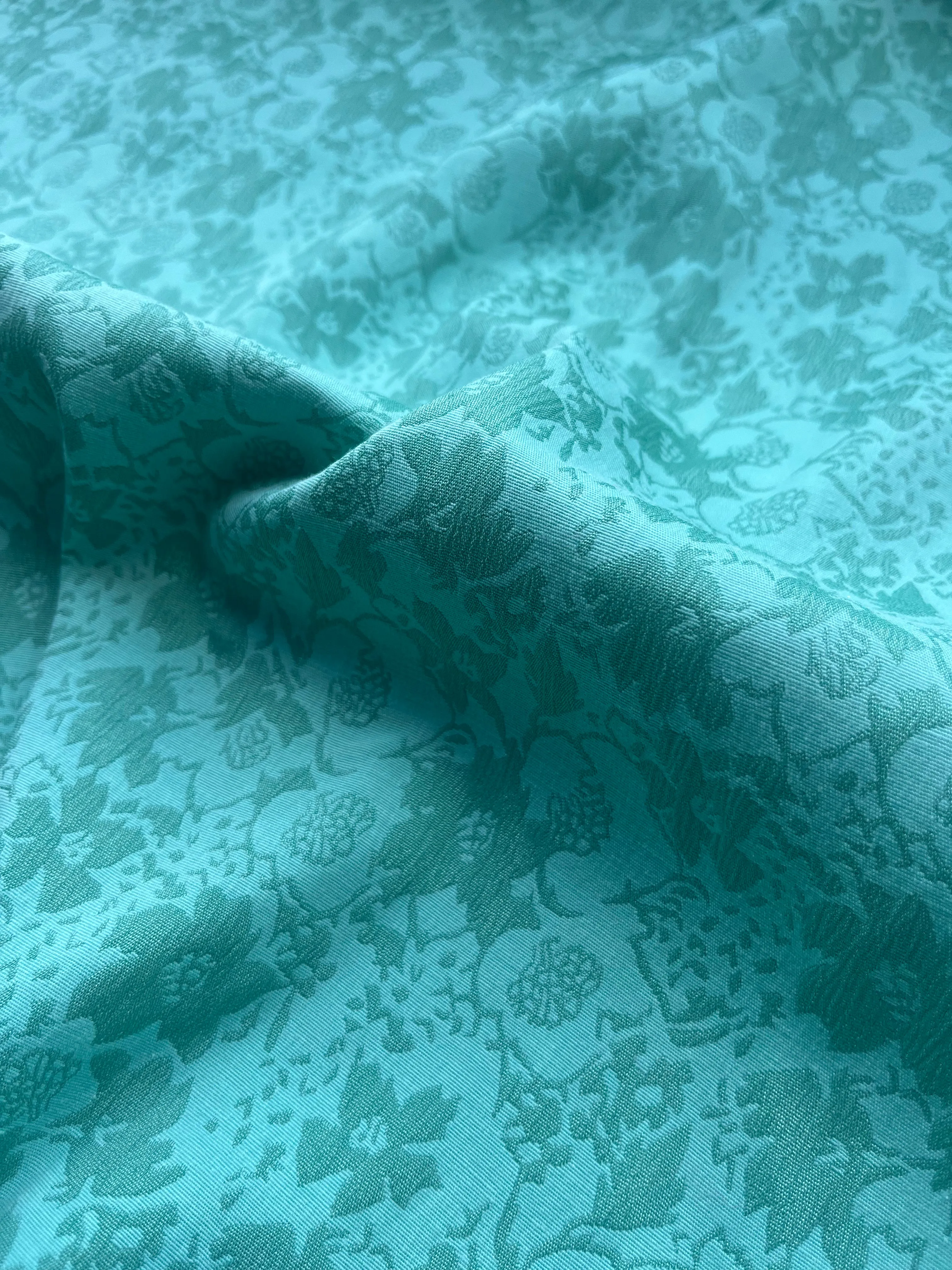 Jacques 004 cotton stretch jacquard soft green flowers
