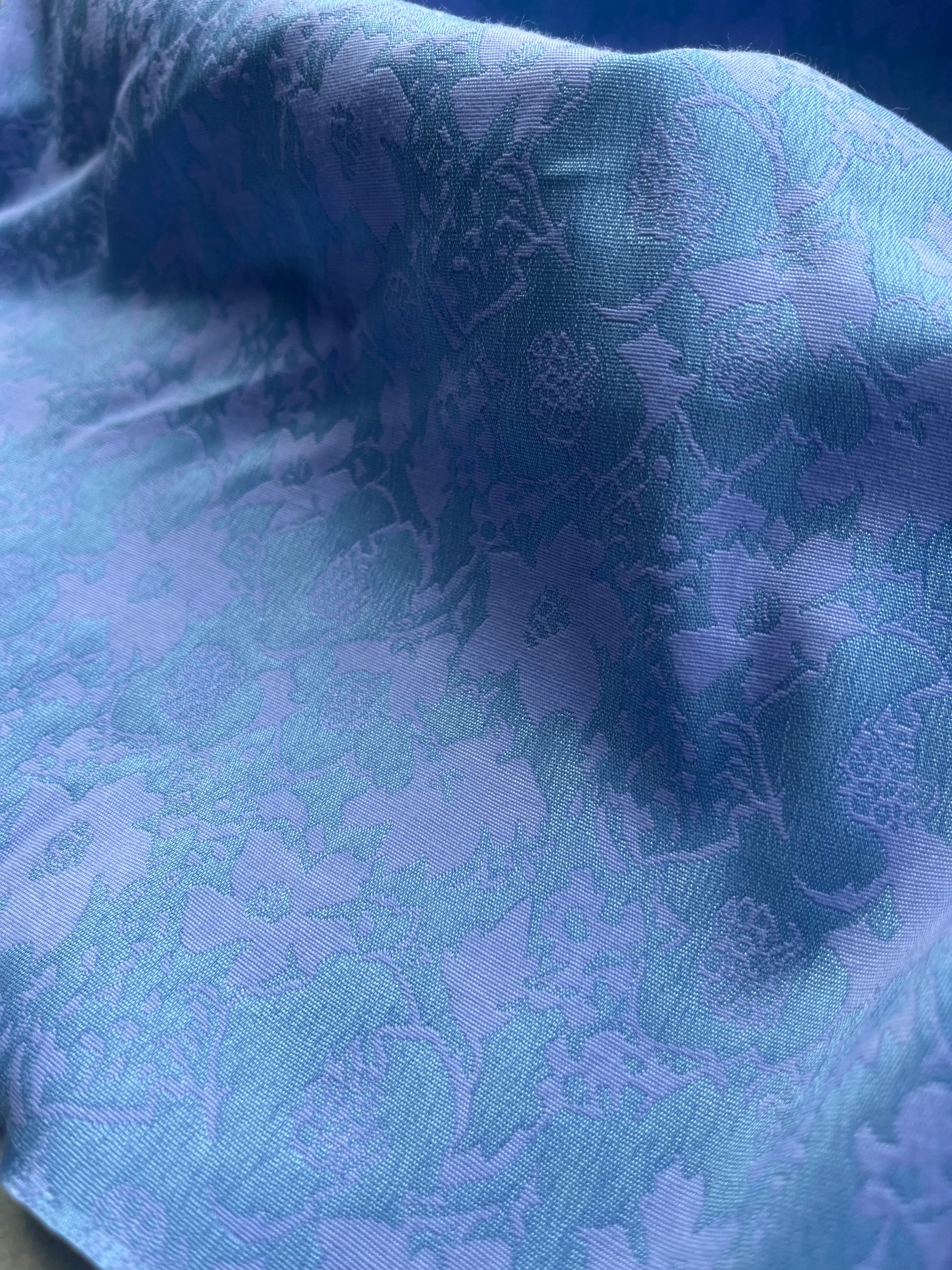 Jacques 012 cotton stretch jacquard lilac/turquoise flowers