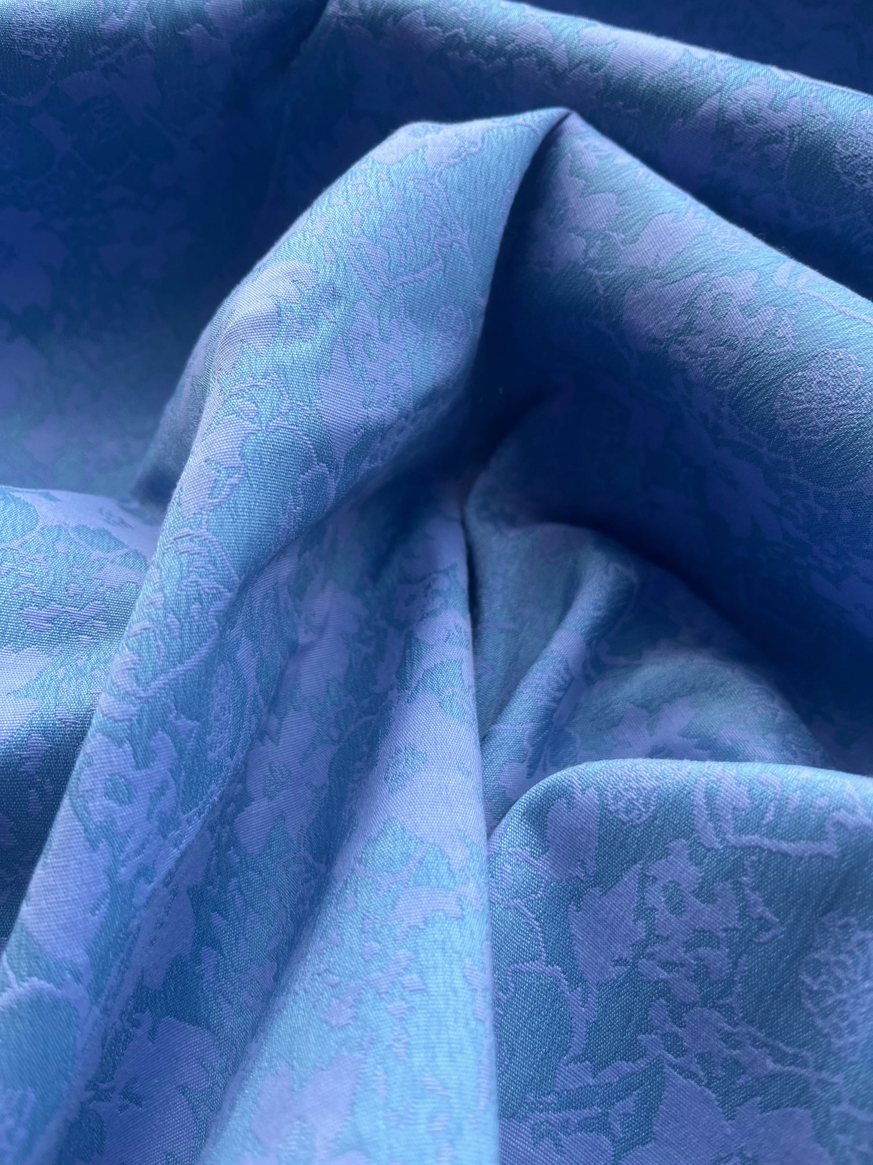 Jacques 012 cotton stretch jacquard lilac/turquoise flowers