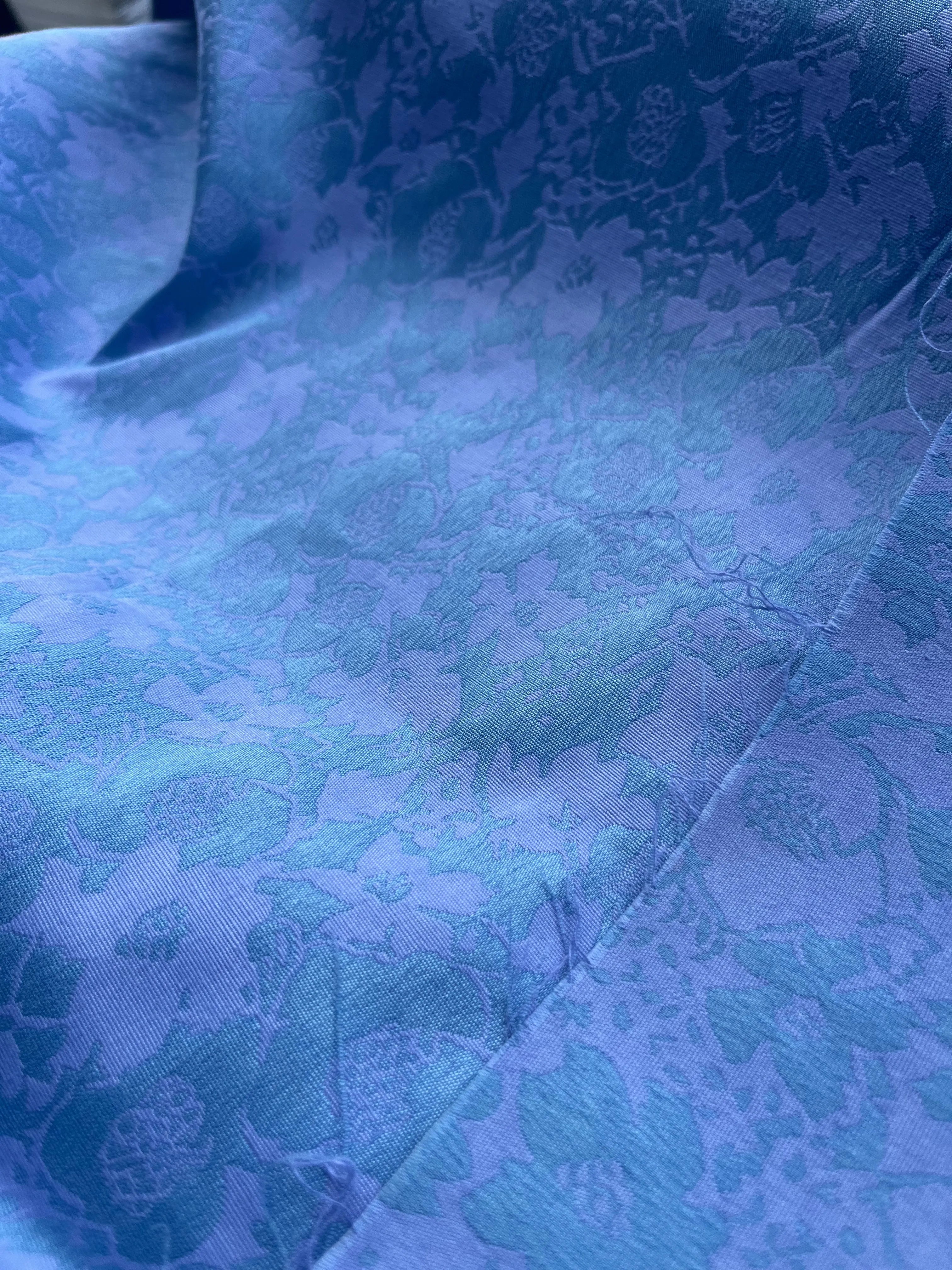 Jacques 012 cotton stretch jacquard lilac/turquoise flowers