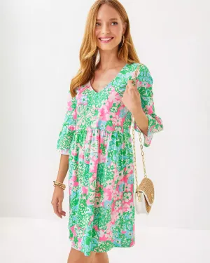 JANNIE V-NECK 3/4 SLEEVE DRESS