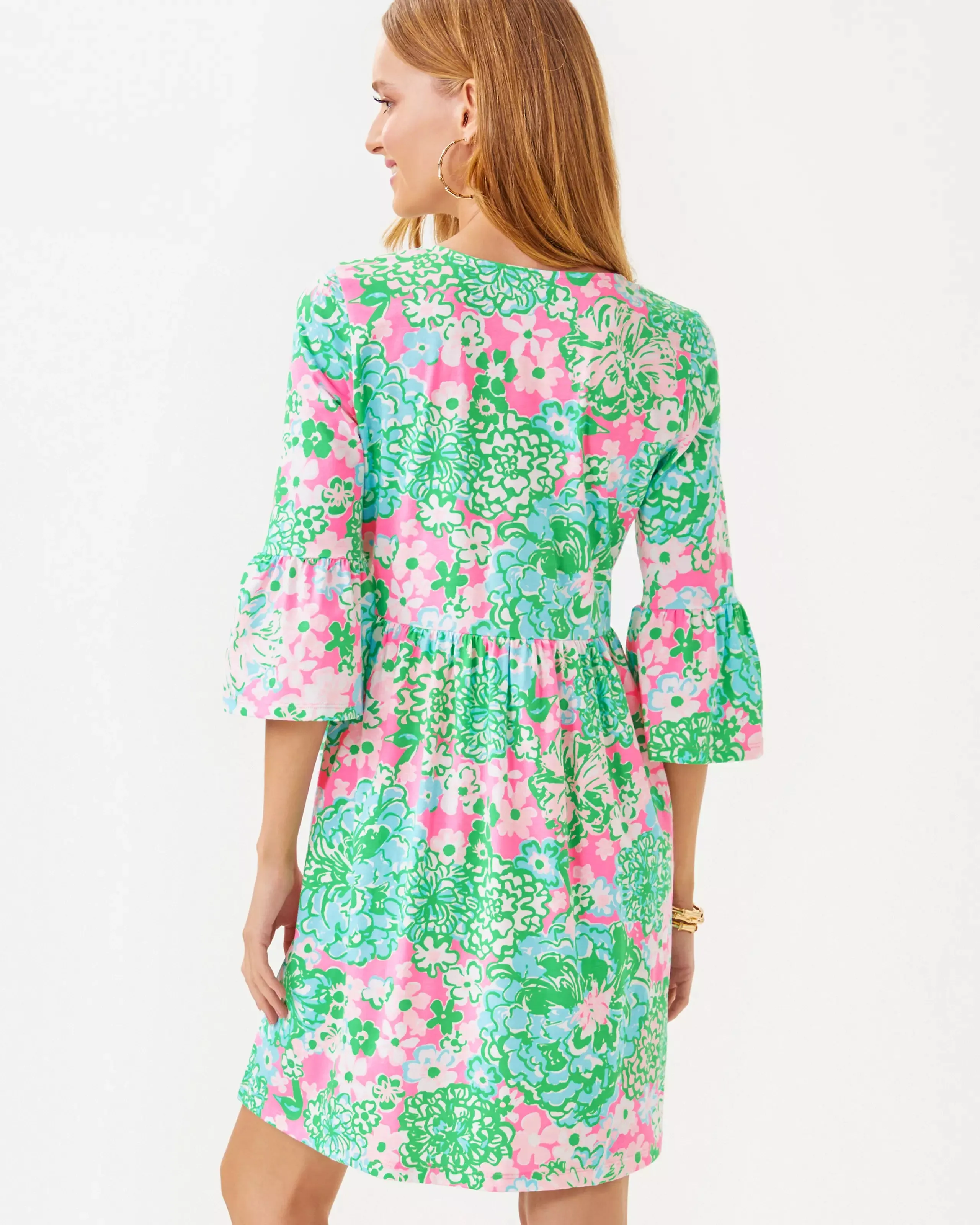 JANNIE V-NECK 3/4 SLEEVE DRESS