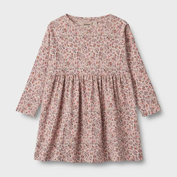Jersey Dress L/S Emmy in Pale Rose Flowers