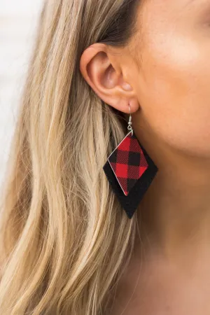 Jewelry It Up Layered Leather Earrings In Buffalo Plaid
