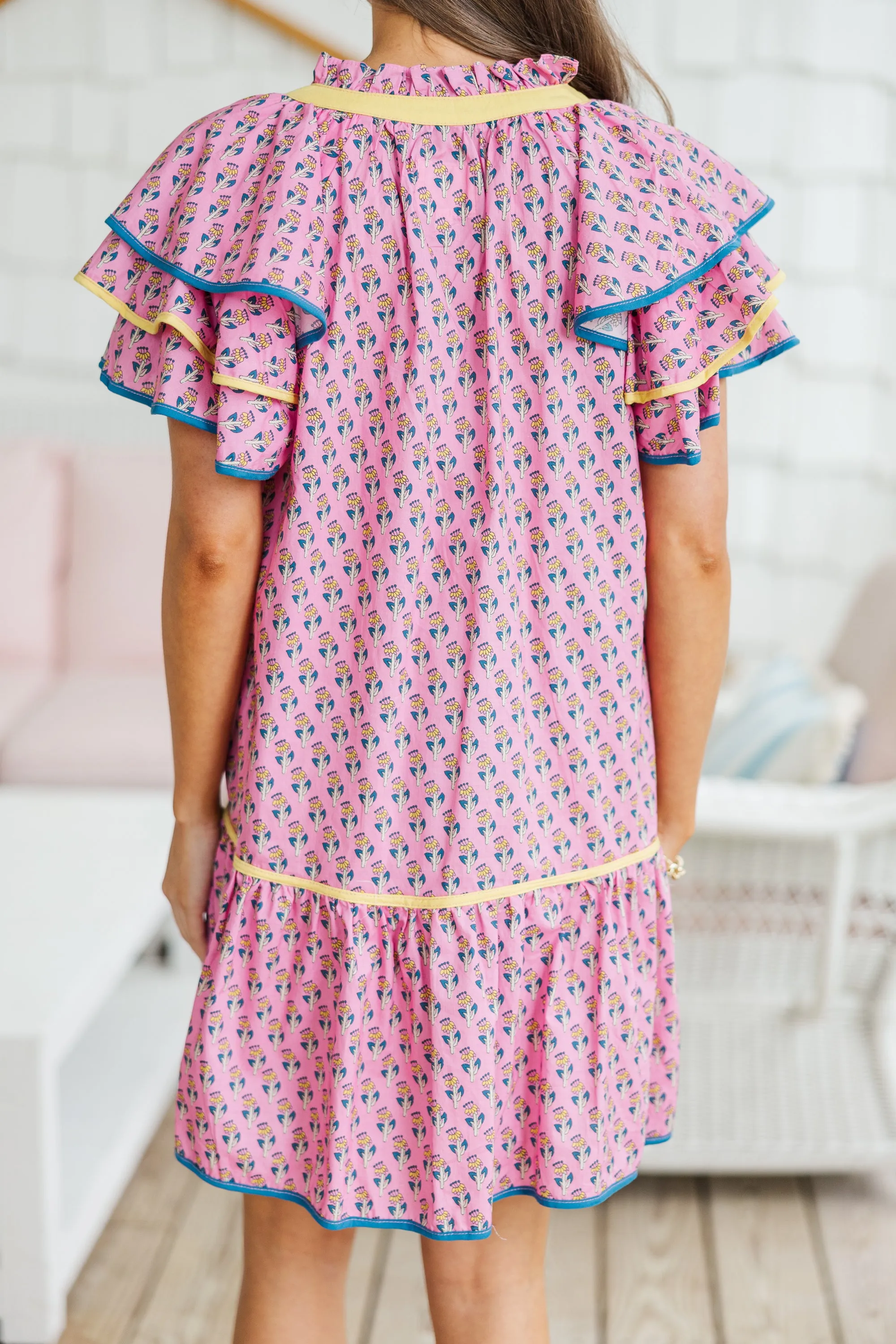 Just Fine Pink Floral Medallion Dress