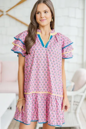 Just Fine Pink Floral Medallion Dress