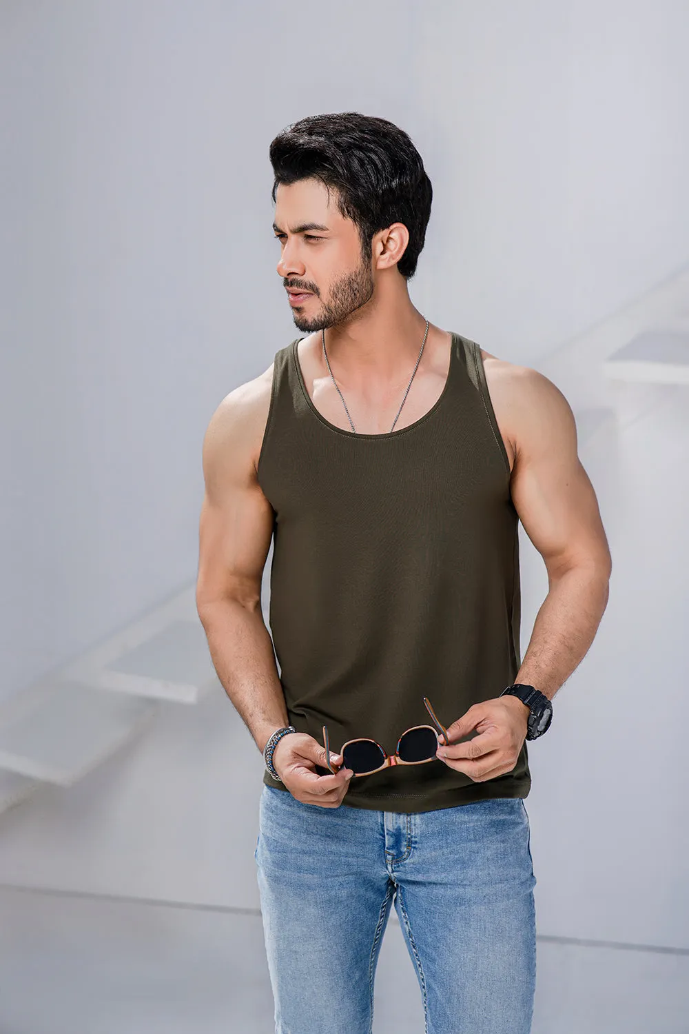 Khaki Green Organic Vest