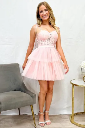 Lace Sweetheart Multi-Layer Short Party Dresses