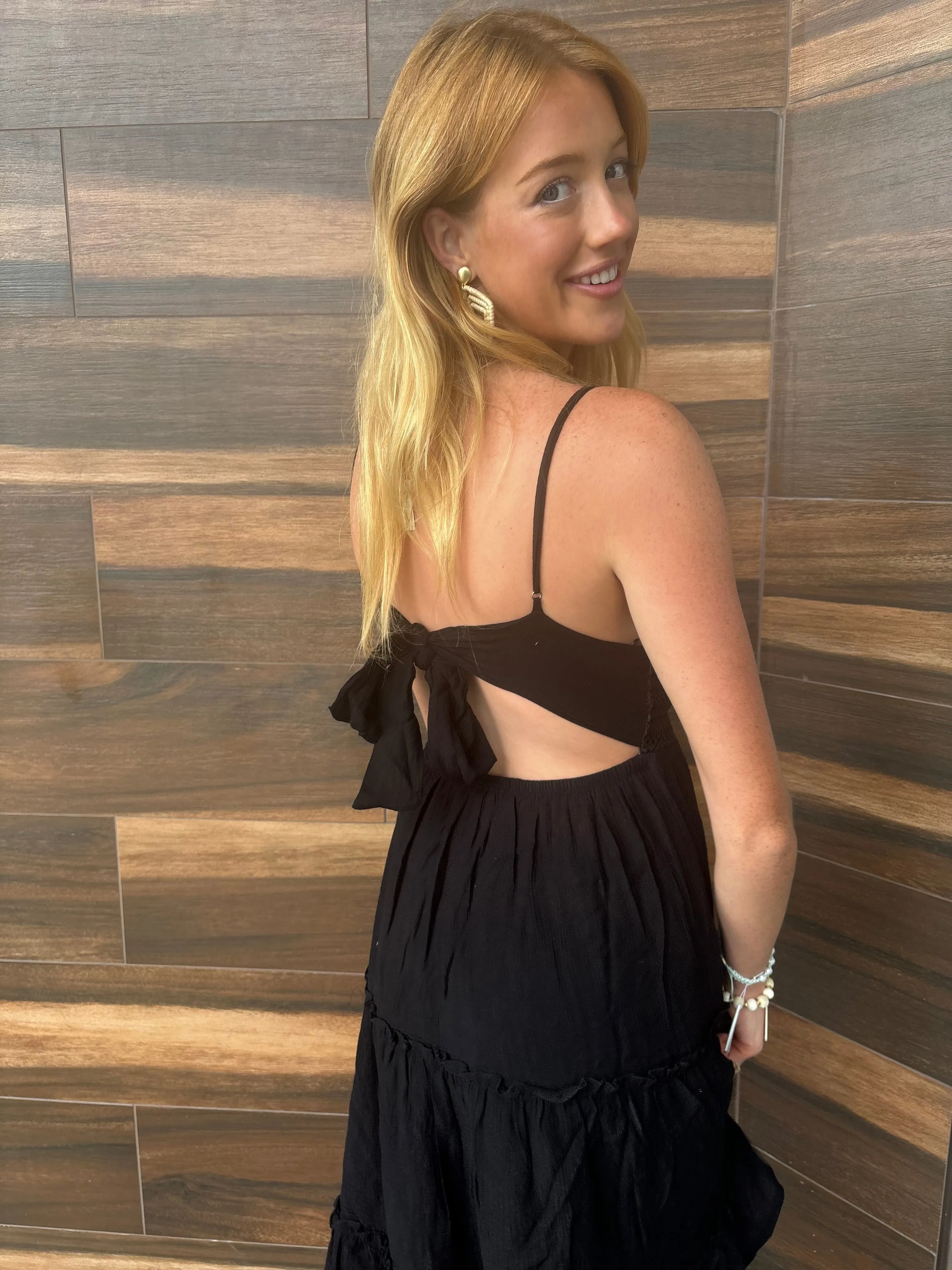 Laced Paneled Tie Back Dress
