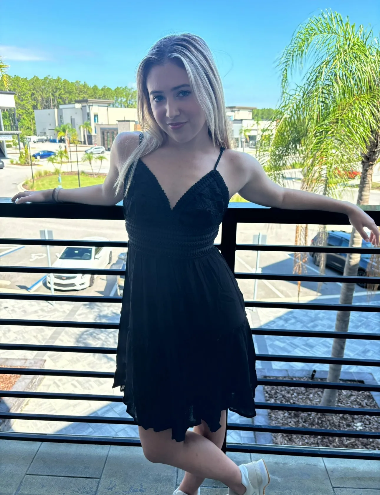 Laced Paneled Tie Back Dress